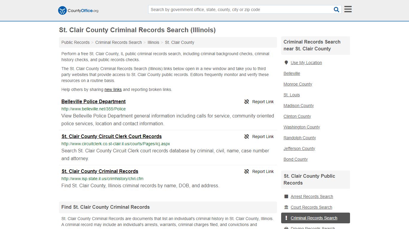 St. Clair County Criminal Records Search (Illinois) - County Office